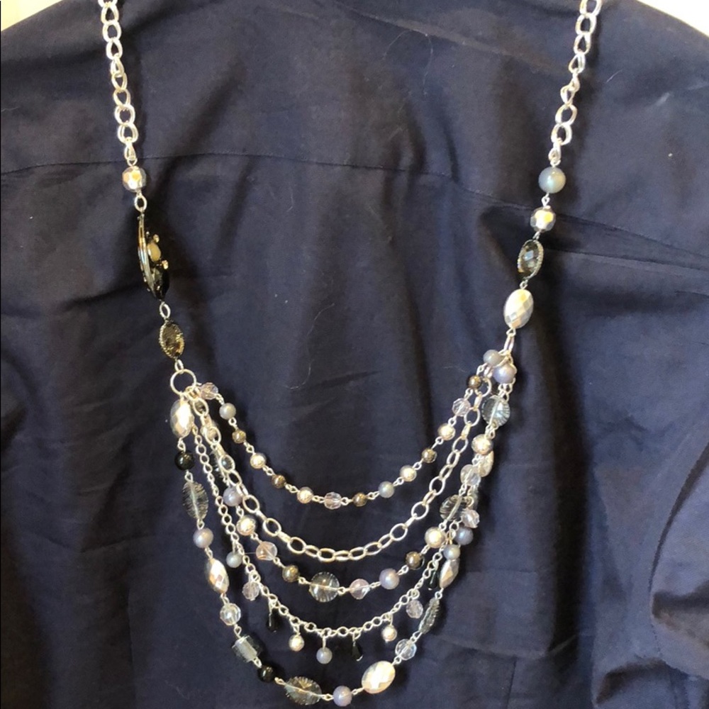 NWT 30 inch black and silver necklace
